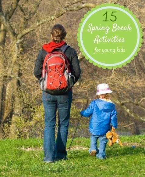 Image of parent and child walking in the woods for a post on Spring Break Activities photo copyrights to © finnegan on Fotolia